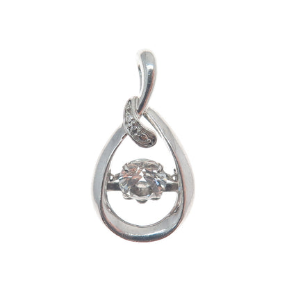 925 Sterling Silver Round-Cut White Topaz Gemstone Teardrop Slide Pendant