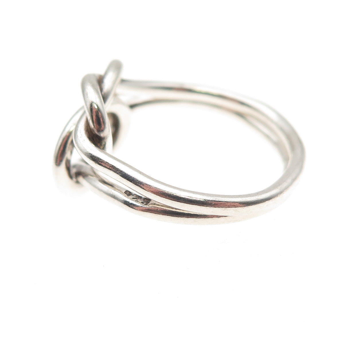 925 Sterling Silver Vintage Interlocked Love Knot Oxidized Ring Size 6