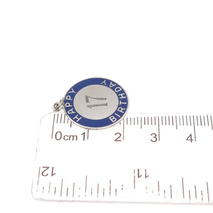 BEAU 925 Sterling Silver Vintage Enamel Happy 17th Birthday Mini Charm Pendant