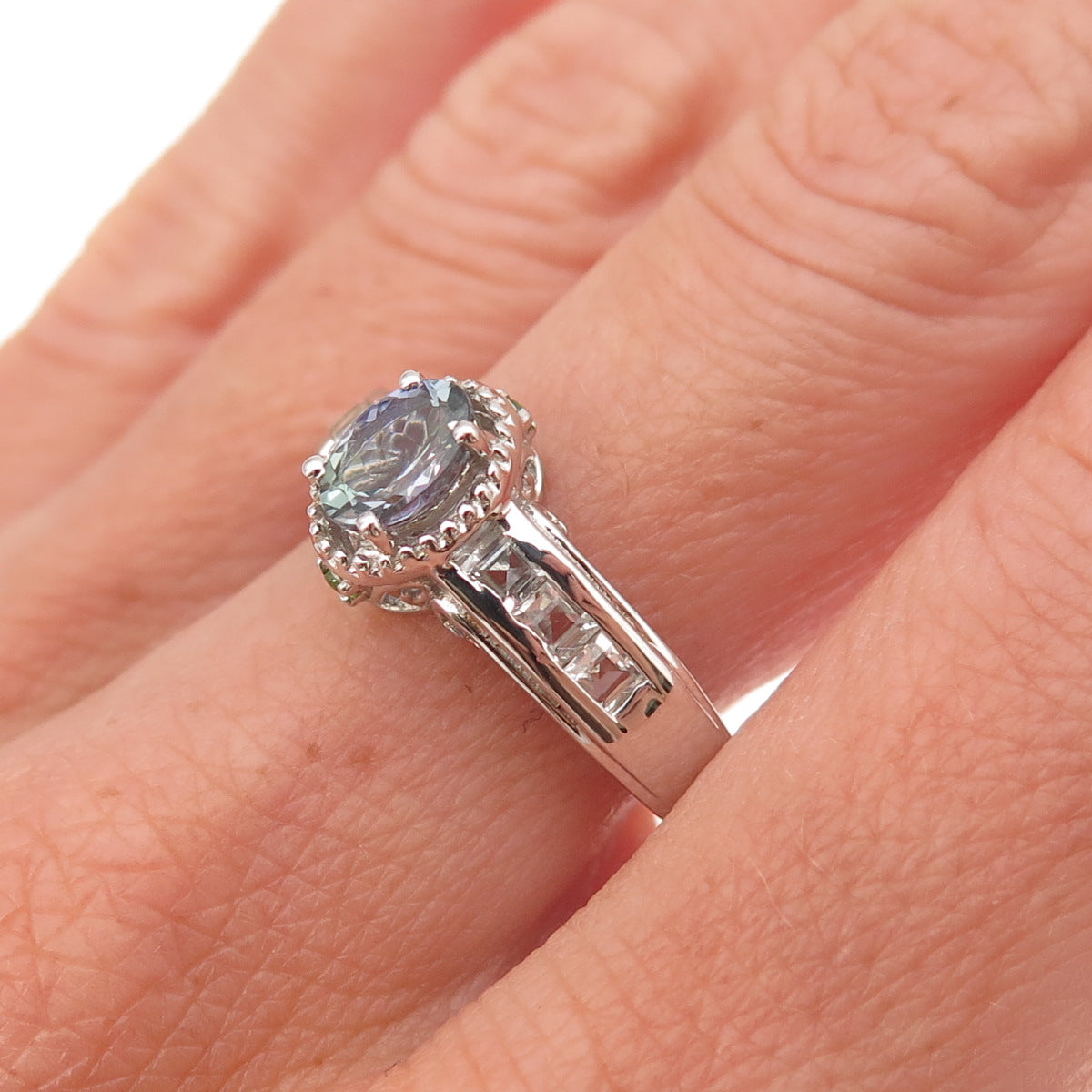 Chuck Clemency Sterling Silver Real Tanzanite White Topaz Peridot Ring Size 8.25