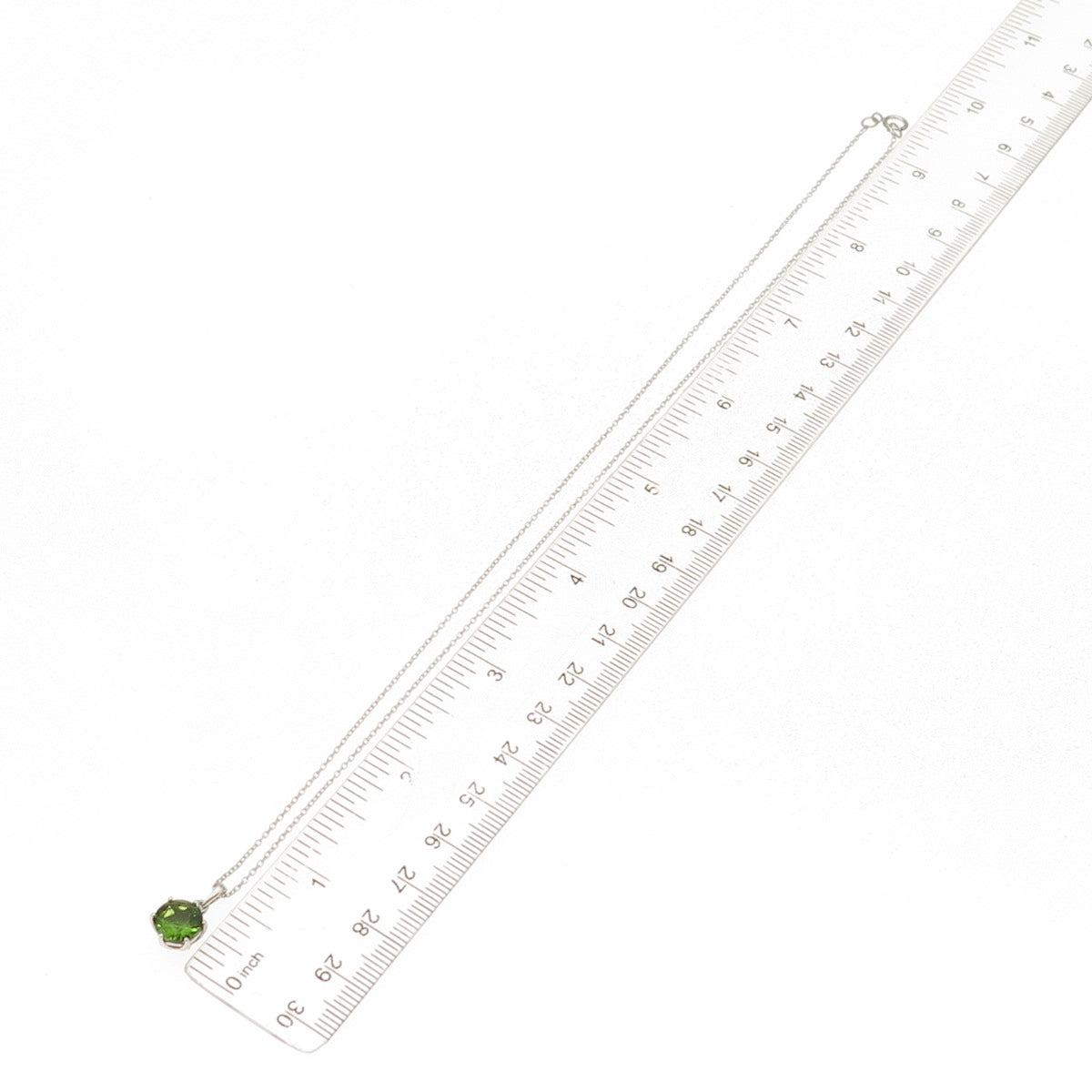 925 Sterling Silver Real Round-Cut Peridot Cable Chain Necklace 18"