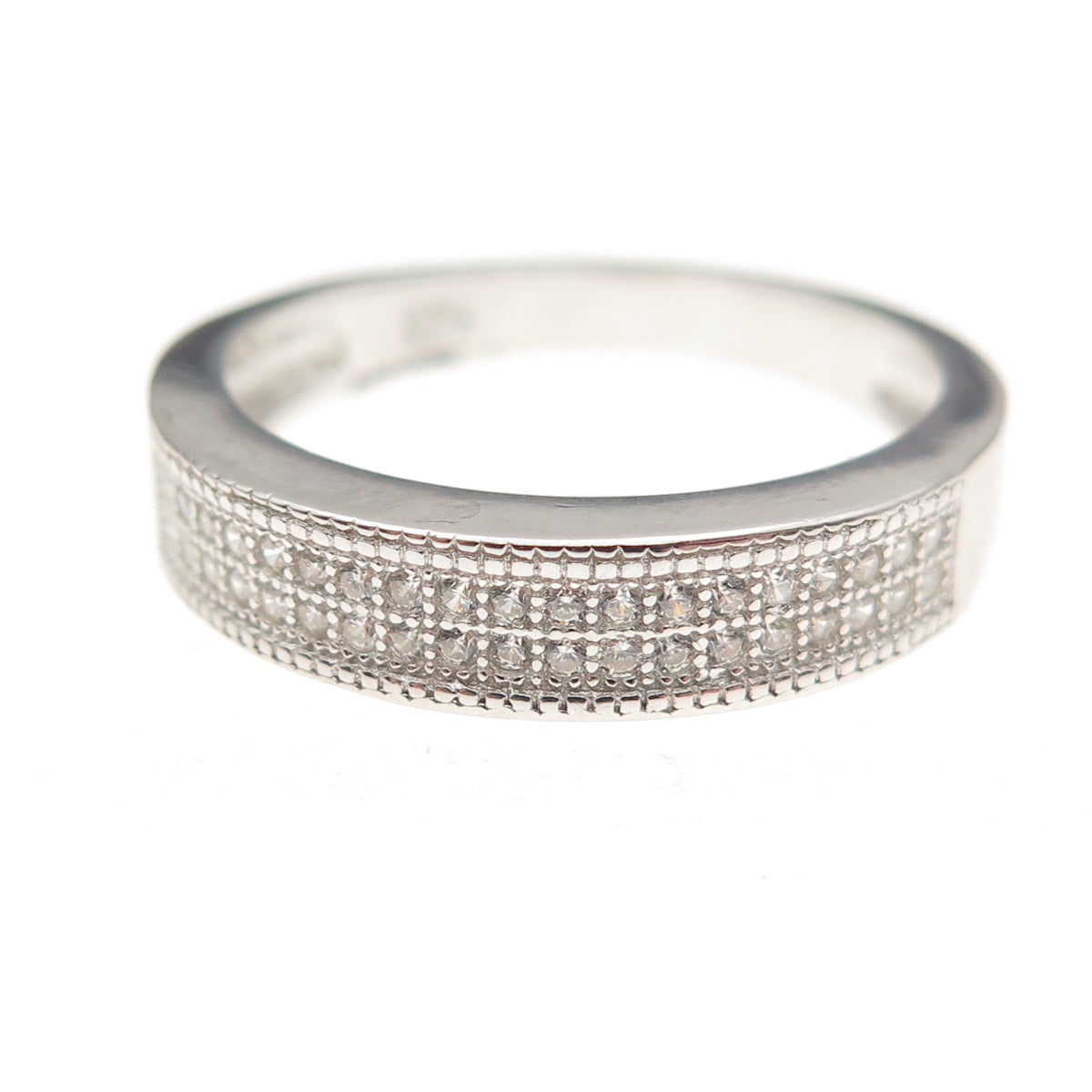 925 Sterling Silver Round-Cut C Z Sparkle Band Ring Size 9