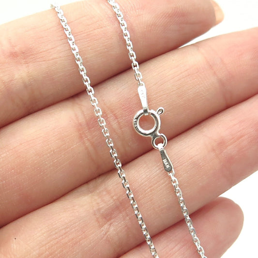 HAN 925 Sterling Silver Italy White C Z Infinity Heart Cable Chain Necklace 16"