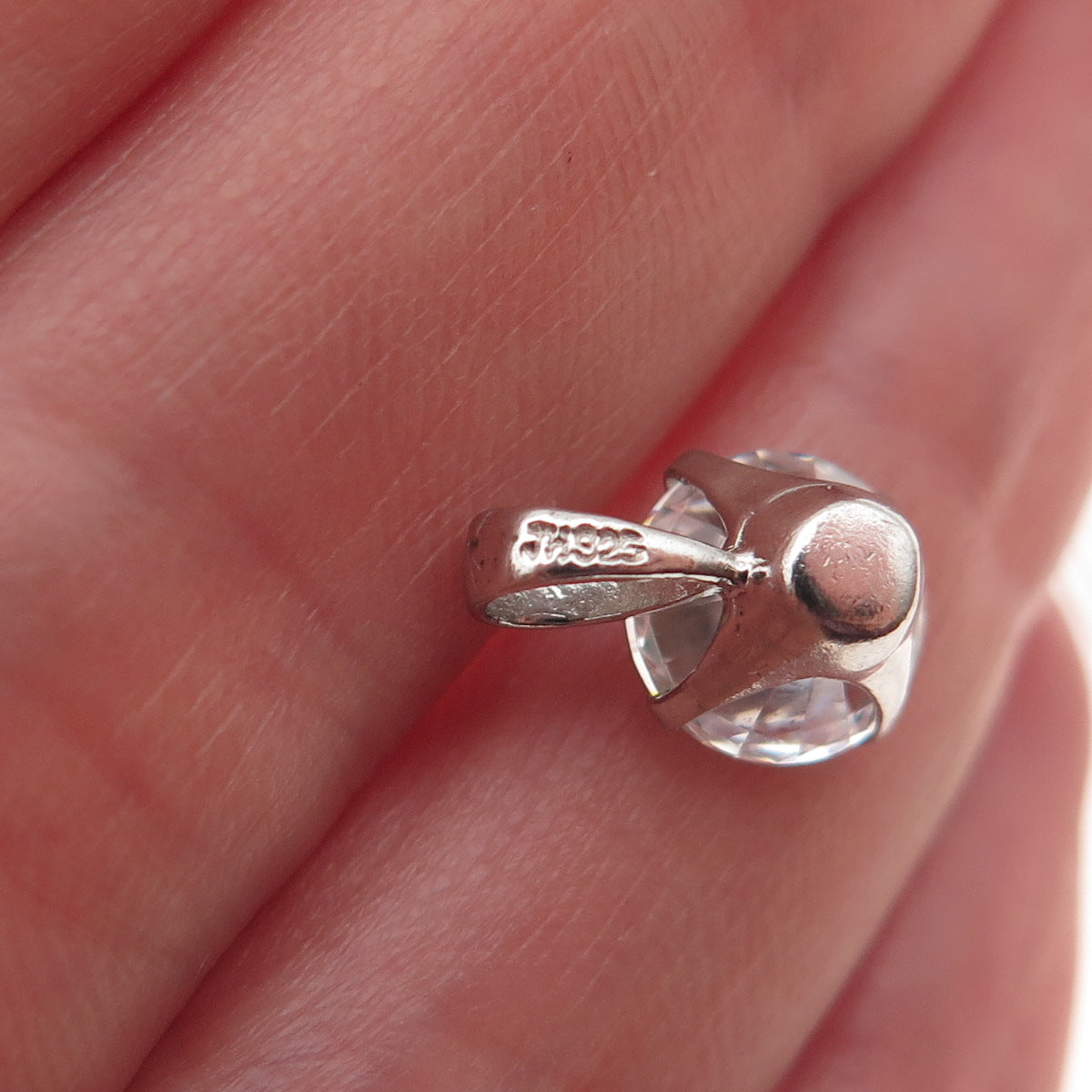 JH YOUNG 925 Sterling Silver Round-Cut C Z Mini Charm Pendant