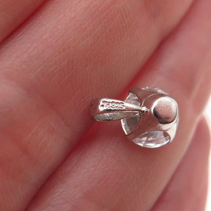 JH YOUNG 925 Sterling Silver Round-Cut C Z Mini Charm Pendant