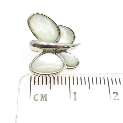 925 Sterling Silver Real Mother-of-Pearl Modernist Butterfly Pendant