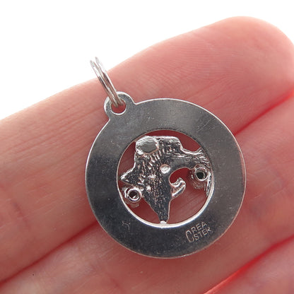 CREA 925 Sterling Silver Vintage Rhinestone Nassau Minimalist Charm Pendant