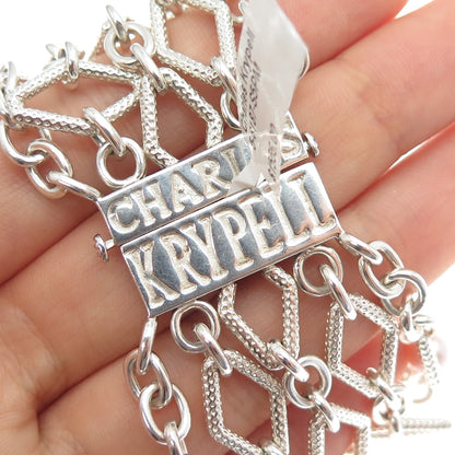 CHARLES KRYPELL 14K White Gold Sterling Silver Vintage Real Pearl Bracelet 6.5"