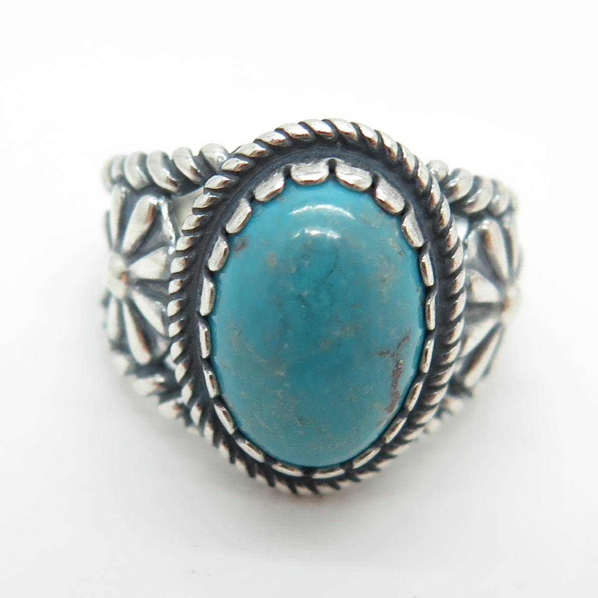 CAROLYN POLLACK & AMERICAN WEST Sterling Silver Vintage Turquoise Ring Size 7.25