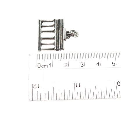 835 Silver Antique Berlin Brandenburg Gate Oxidized Mini Charm Pendant