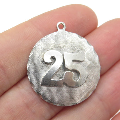 JEANOR 925 Sterling Silver Vintage 25th Anniversary Round Tag Pendant
