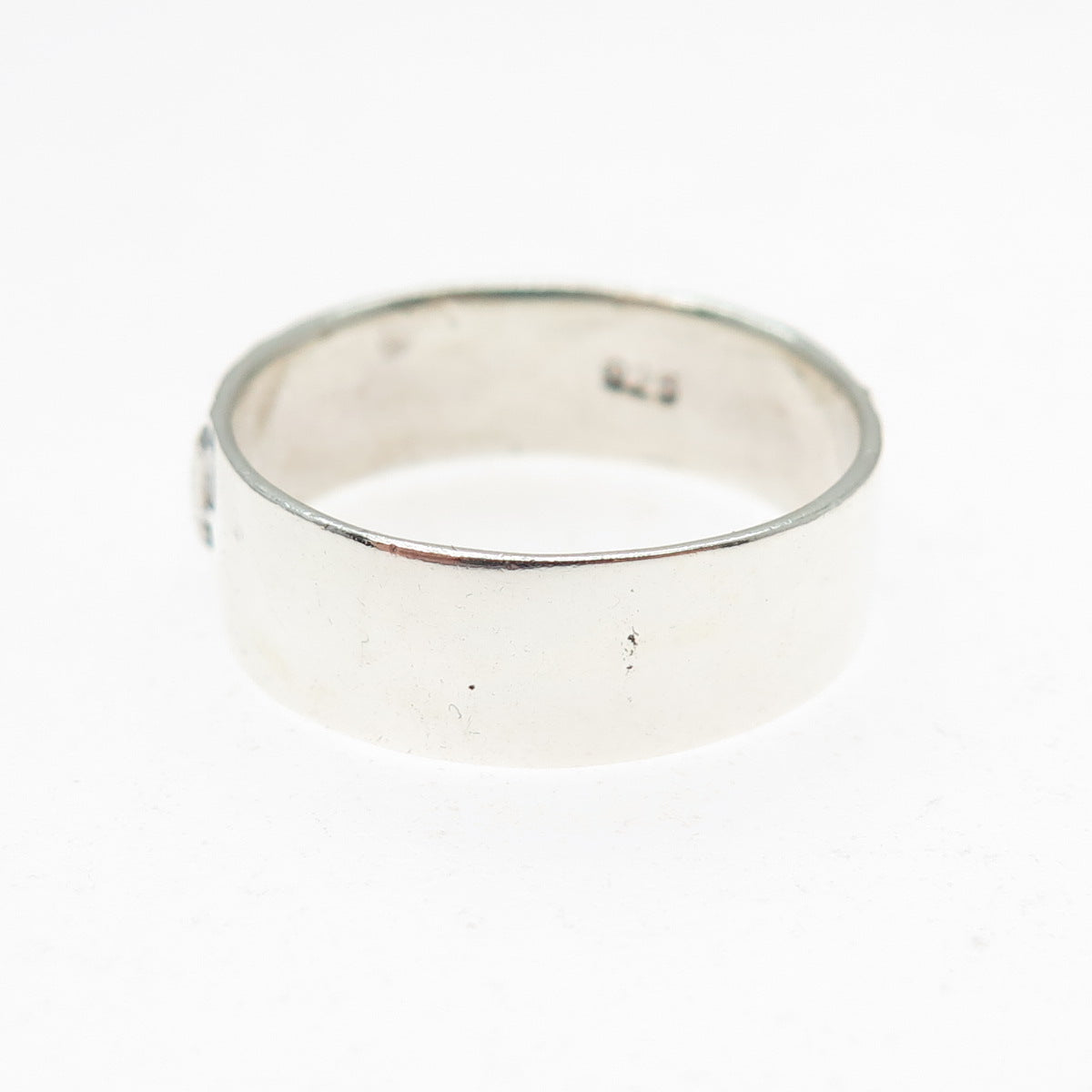 925 Sterling Silver Vintage Modernist Zig Zag Oxidized Band Ring Size 9.5