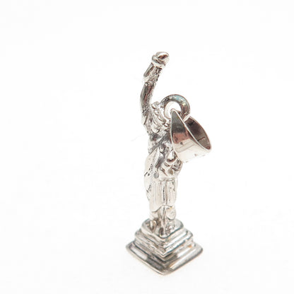 925 Sterling Silver Vintage Statue of Liberty 3D Charm Pendant