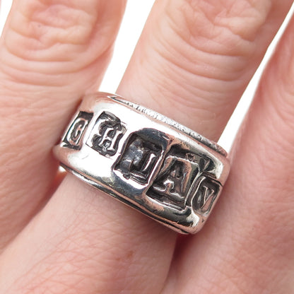925 Sterling Silver Vintage Modernist Schiavo Oxidized Band Ring Size 8