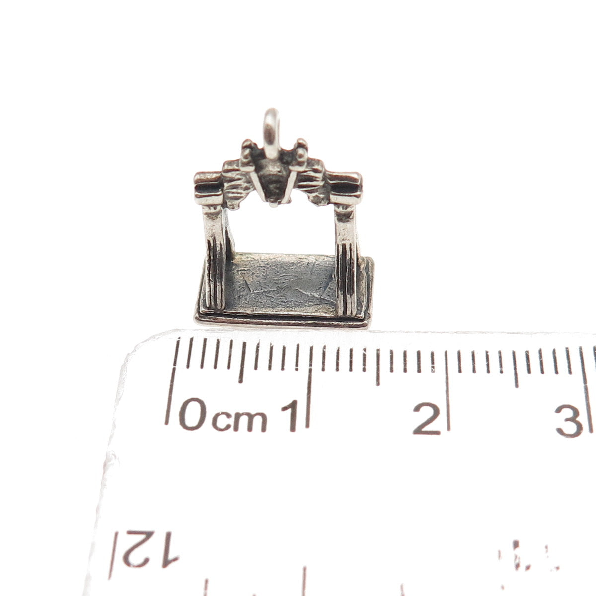 925 Sterling Silver Vintage Liberty Bell Oxidized 3D Mini Charm Pendant