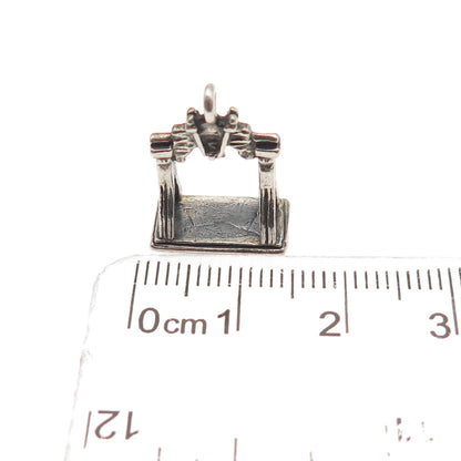 925 Sterling Silver Vintage Liberty Bell Oxidized 3D Mini Charm Pendant