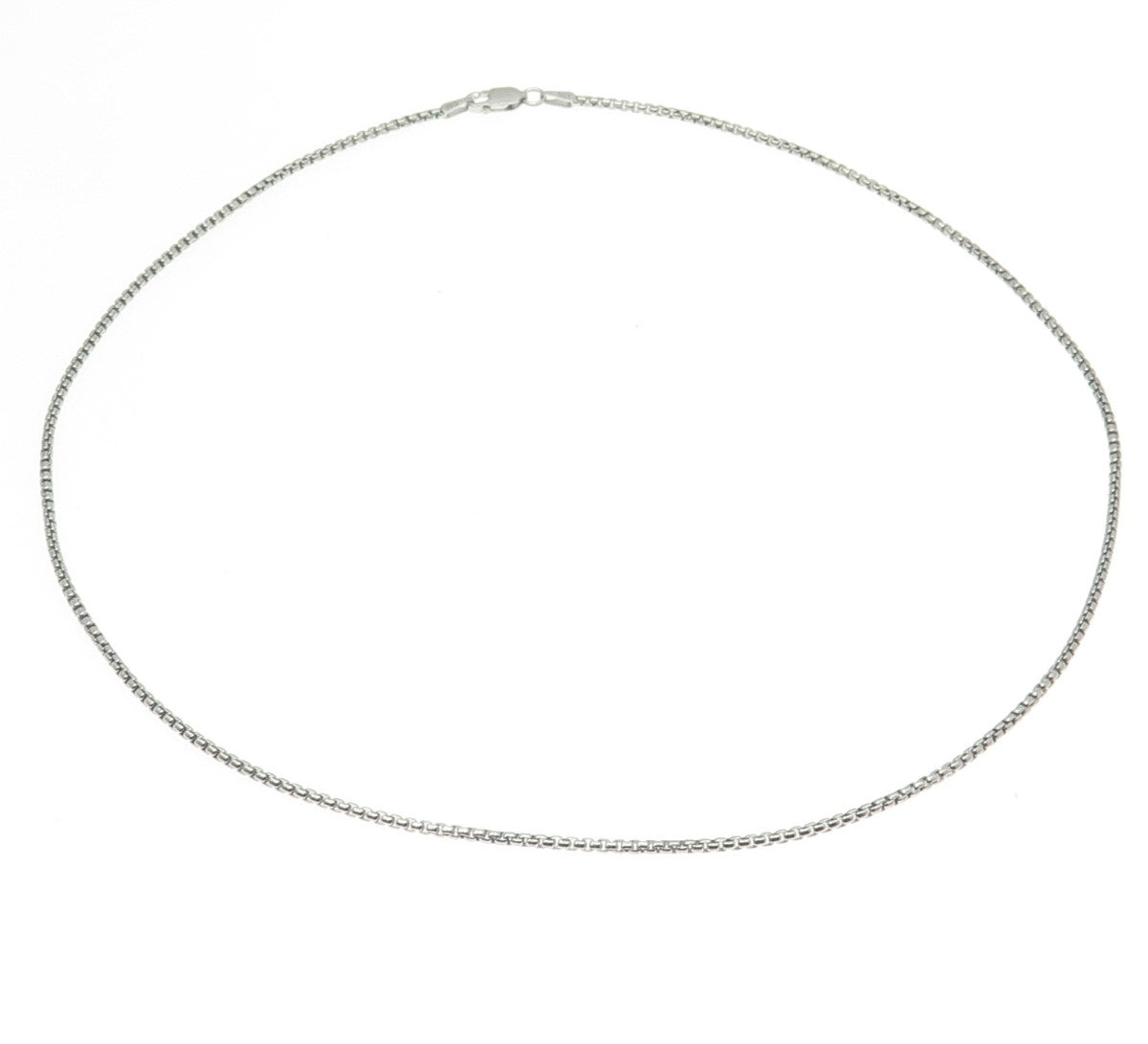 925 Sterling Silver Italy Round Box Chain Necklace 18"