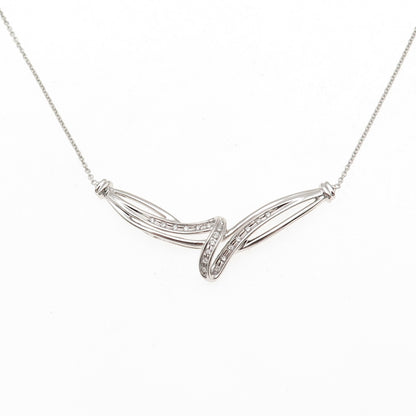 925 Sterling Silver C Z Twisted Pendant Cable Chain Necklace 16"