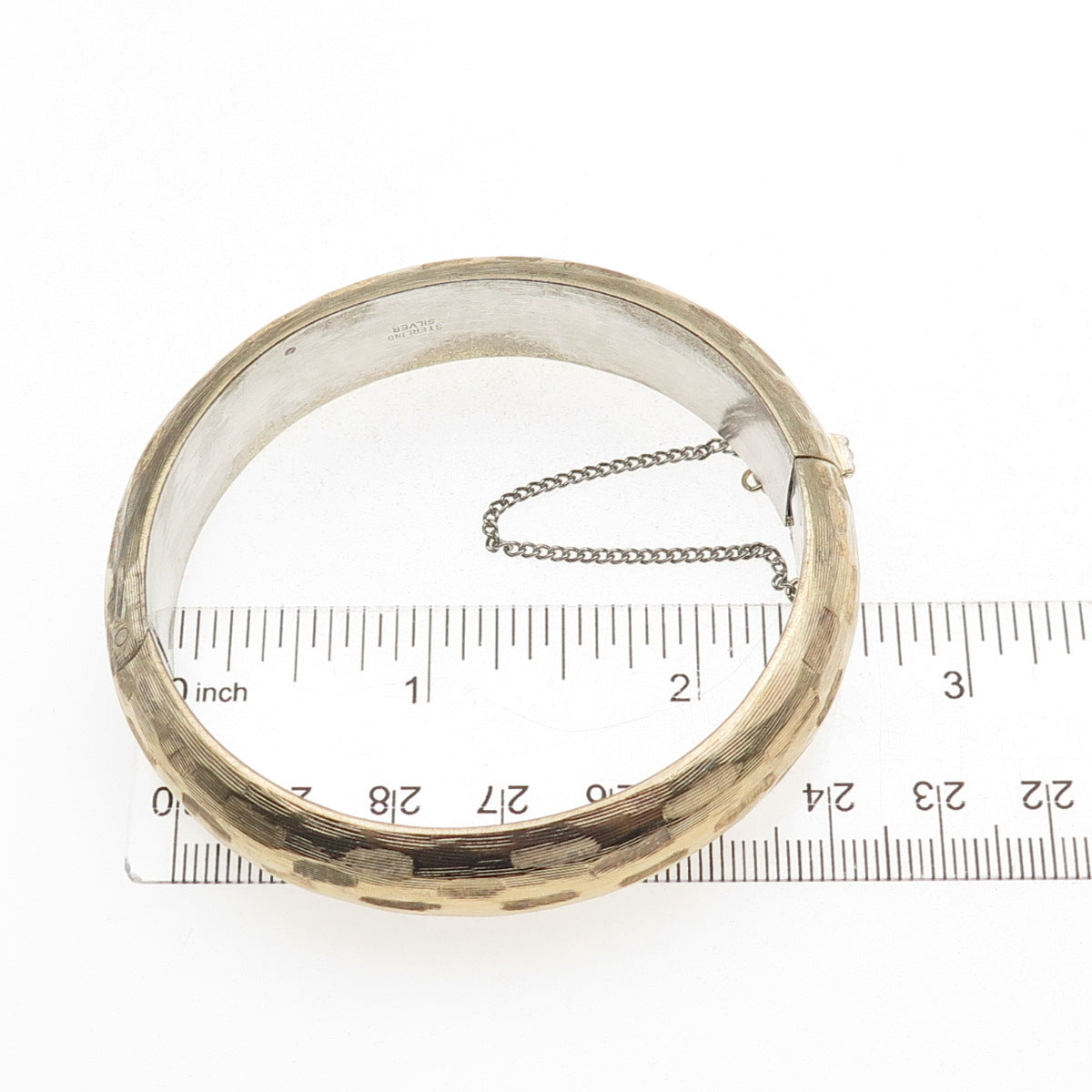 Hayward 925 Sterling Silver Gold Plated Vintage Brushed Bangle Bracelet 7.25"