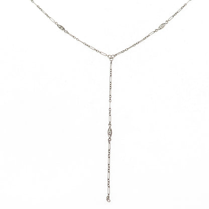 AC CO. 925 Sterling Silver Antique Art Deco Filigree Belly Chain Necklace 28"