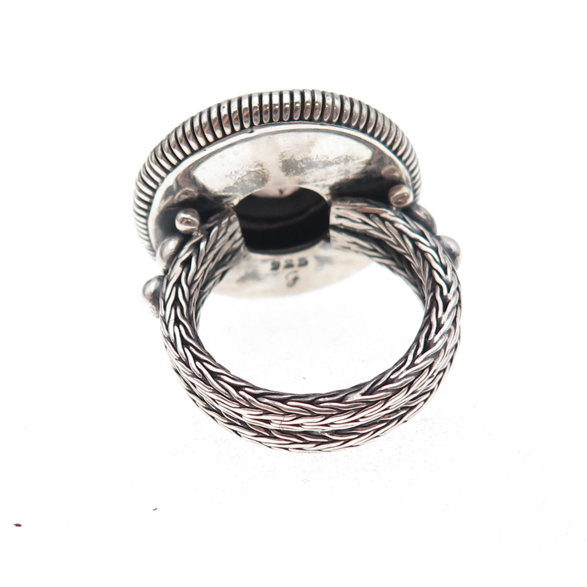 Samuel Benham 925 Sterling Silver Vintage Real Smoky Quartz Oxidized Ring Size 6
