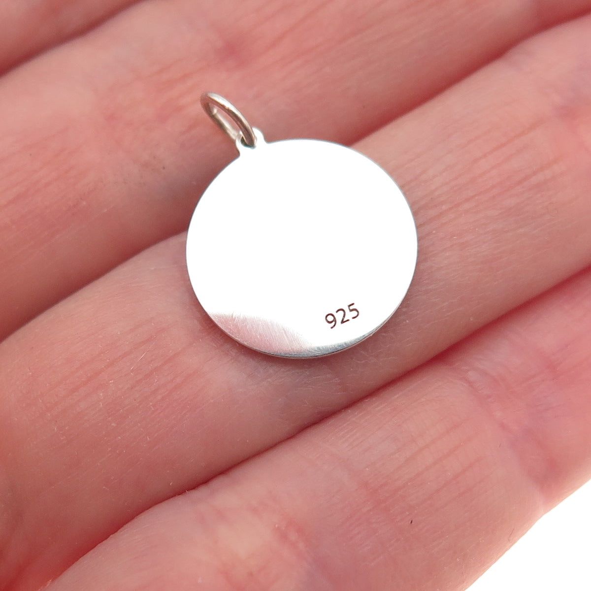 925 Sterling Silver Blue Enamel Cloud Round Tag Mini Charm Pendant
