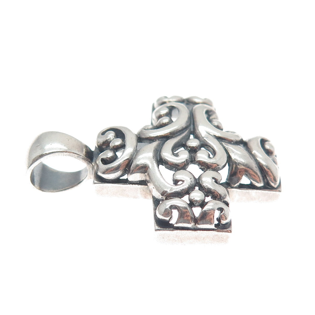 925 Sterling Silver Vintage Ornate Cross Oxidized Pendant