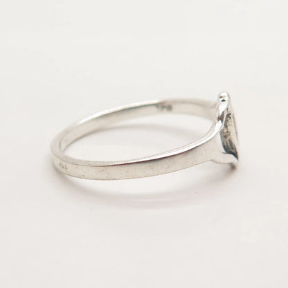 925 Sterling Silver Vintage Open Hearts Ring Size 8