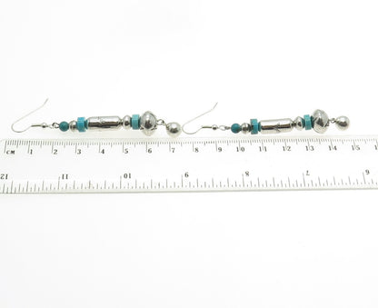 Old Pawn 925 Sterling Silver Southwestern Bisbee Turquoise Navajo Pearl Earrings