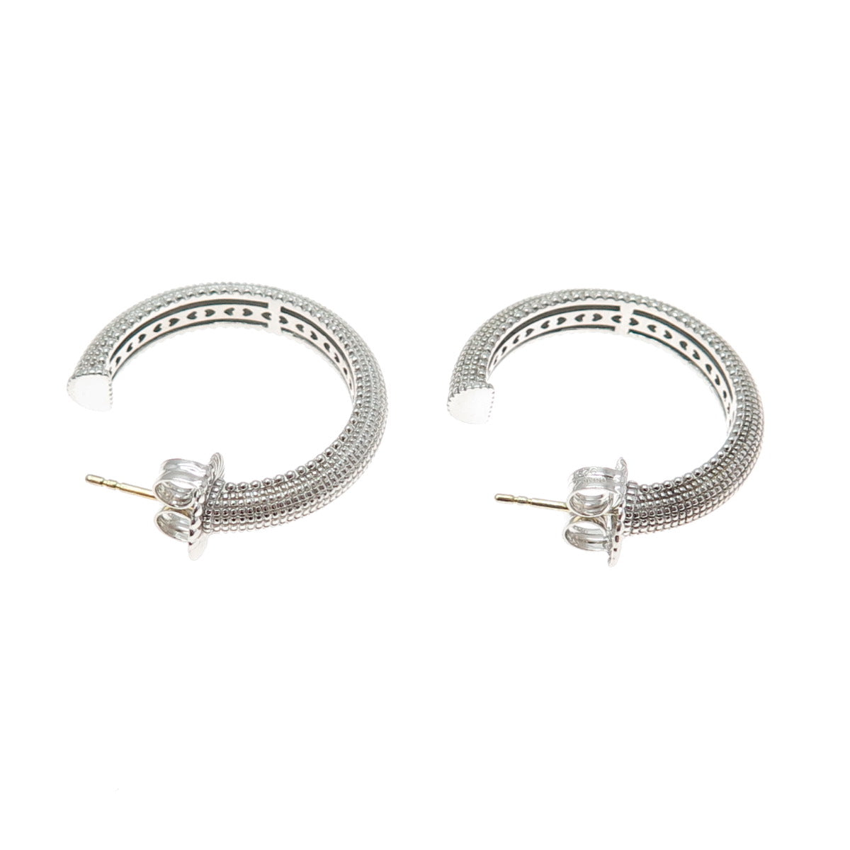 JUDITH RIPKA 925 Sterling Silver & 18K Gold Posts Vintage Hoop Earrings
