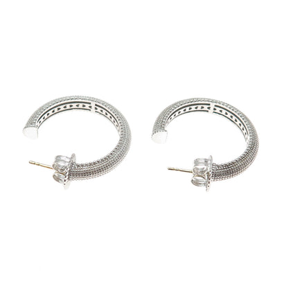 JUDITH RIPKA 925 Sterling Silver & 18K Gold Posts Vintage Hoop Earrings