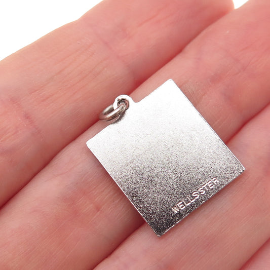 Wells 925 Sterling Silver Vintage Enamel Merry Christmas Charm Pendant