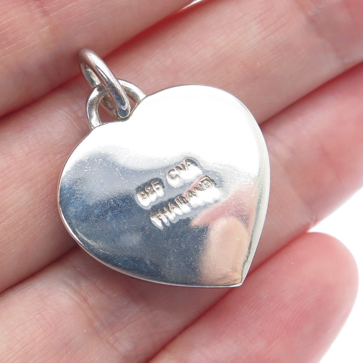 CNA PRANDA 925 Sterling Silver Vintage Real Lavender Jade Heart Charm Pendant