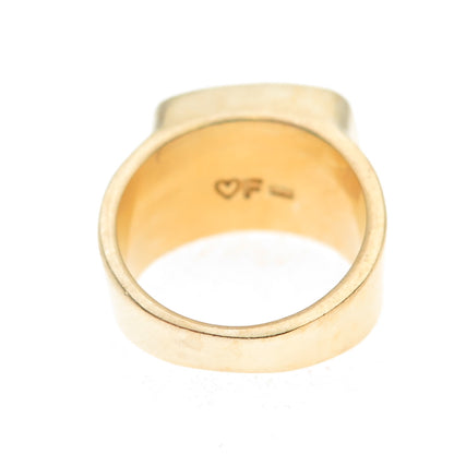 Fairley 925 Sterling Silver Gold Plated Real Green Onyx Ring Size 7