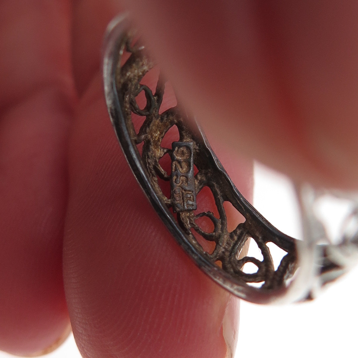 925 Sterling Silver Vintage Filigree Oxidized Band Ring Size 6.5