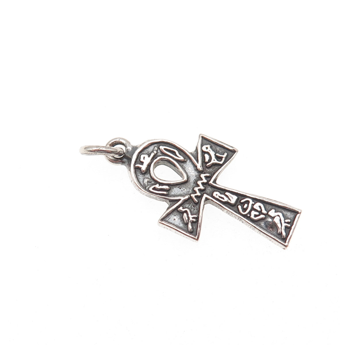 800 Silver Vintage Egyptian Ankh Oxidized Charm Pendant