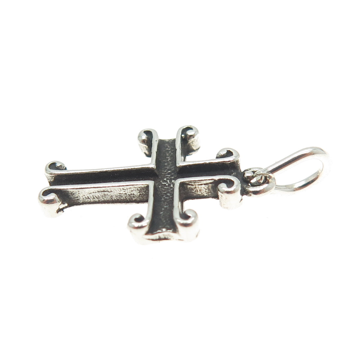 925 Sterling Silver Vintage Cross Oxidized Minimalist Charm Pendant