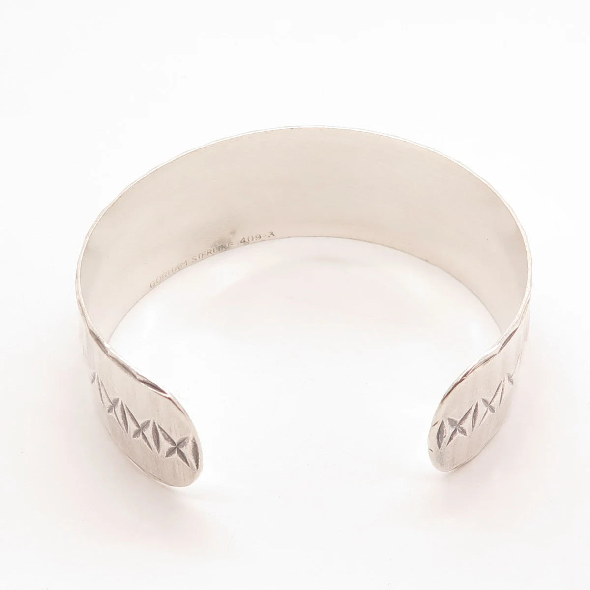 925 Sterling Silver Vintage Gorham Satin Finish Carved Adjustable Bracelet 7.25"