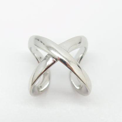 925 Sterling Silver Vintage Crossover Adjustable Ring Size 8.75