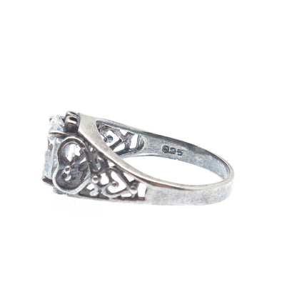 CHATEAU D'ARGENT 925 Sterling Silver Vintage Round-Cut C Z Heart Ring Size 9