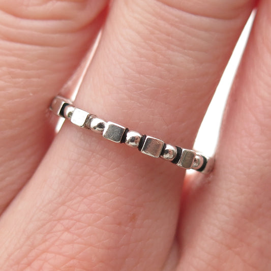 925 Sterling Silver Vintage Beaded Stackable Band Ring Size 8