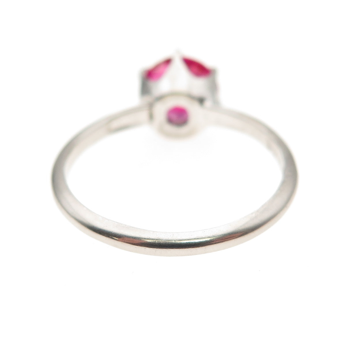 Uncas 925 Sterling Silver Vintage Round-Cut Lab-Created Ruby Ring Size 8