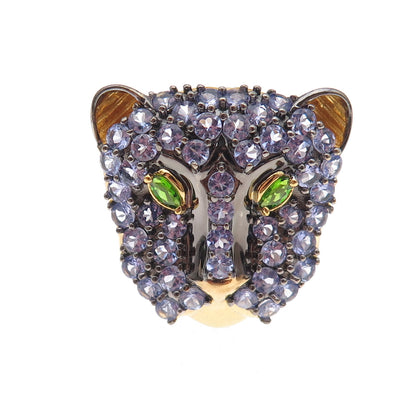 Michael Valitutti Gems En Vogue Silver Tanzanite Peridot Panther Ring Size 8.25
