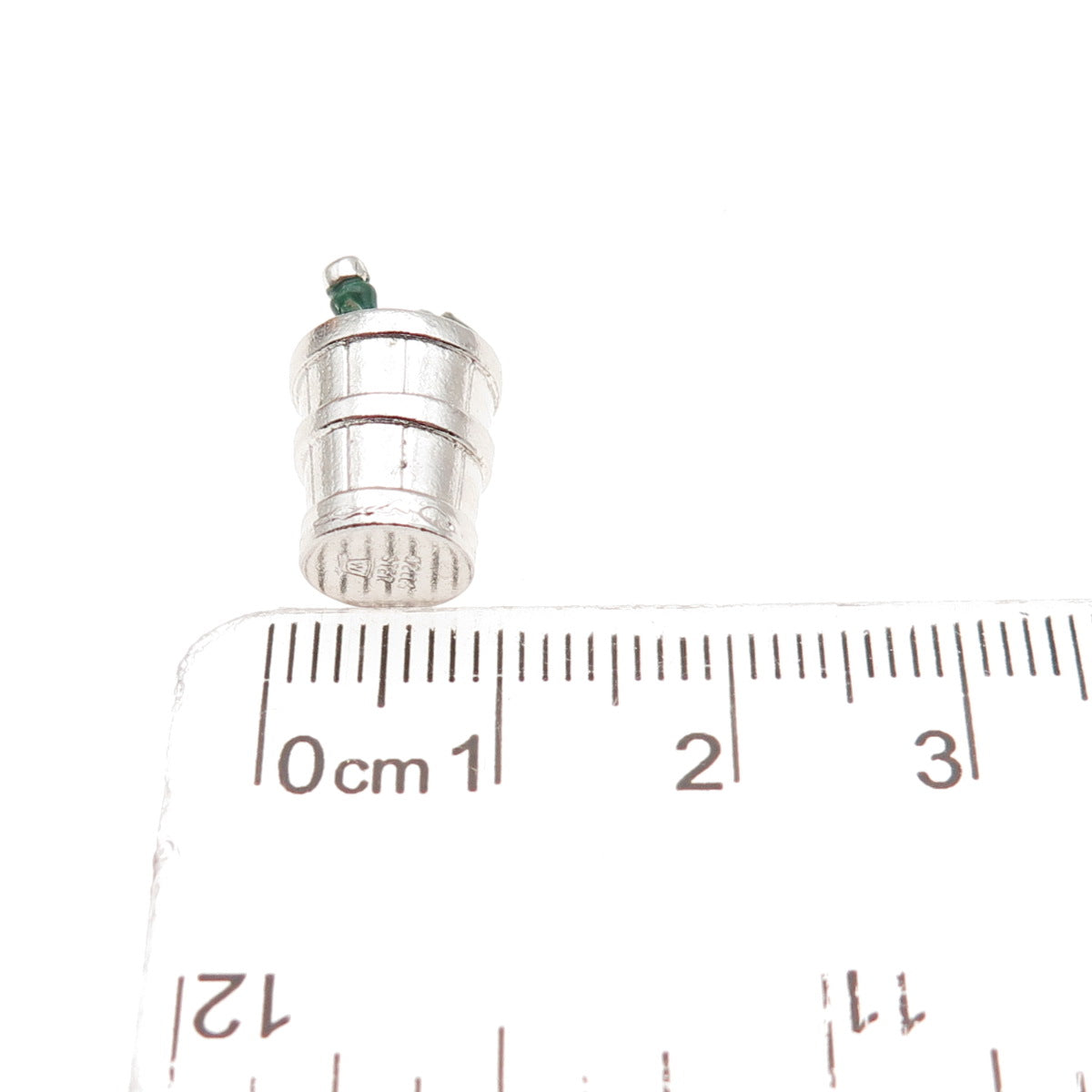 WELLS 925 Sterling Silver Vintage Enamel Champagne Bucket 3D Mini Charm Pendant