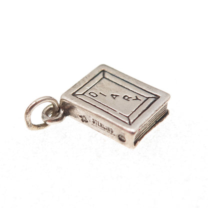 Sunwest 925 Sterling Silver Vintage Diary Book Oxidized Charm Pendant