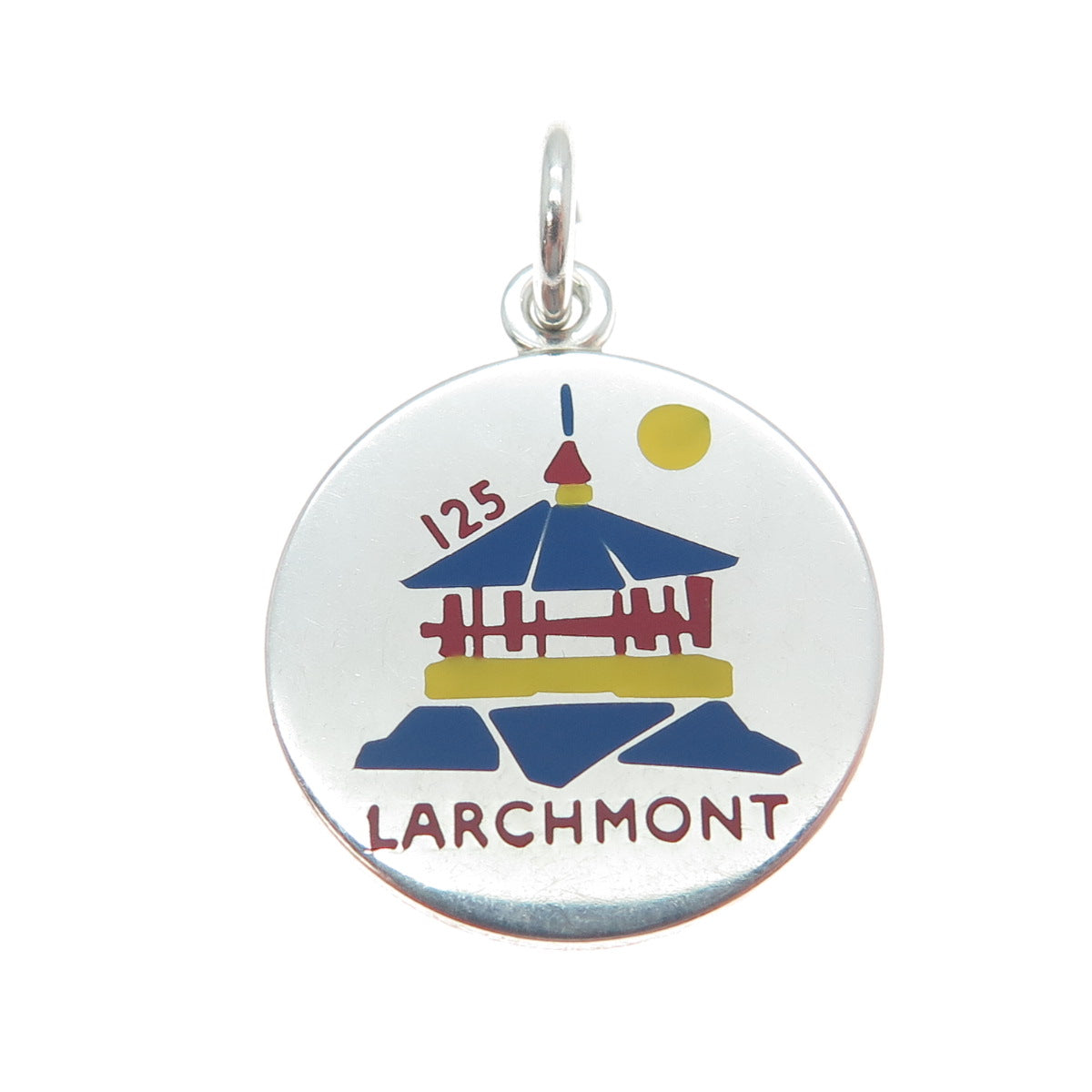 CHARLES THOMAE 925 Sterling Silver Vintage Enamel Larchmont Charm Pendant