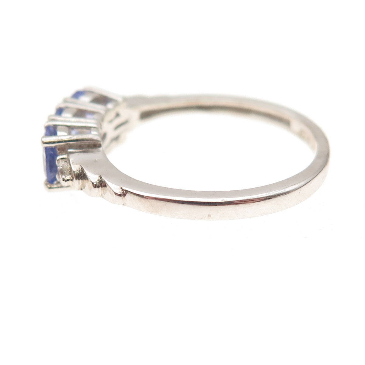 Chuck Clemency 925 Sterling Silver Real Tanzanite & White Topaz Ring Size 8