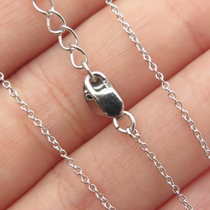 925 Sterling Silver Round-Cut C Z Open Heart Cable Chain Necklace 16-18"