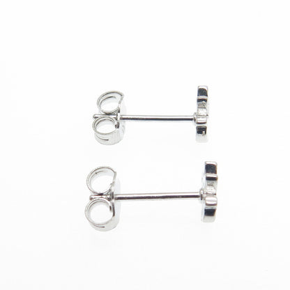 925 Sterling Silver Round-Cut Shaped C Z Little Girl Silhouette Stud Earrings