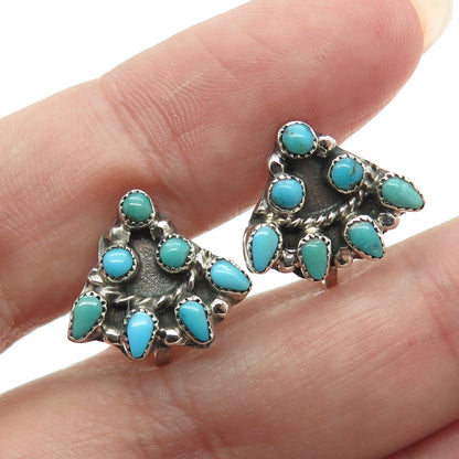 Old Pawn Sterling Silver Southwestern Turquoise Snake Eye Screw Back Earrings